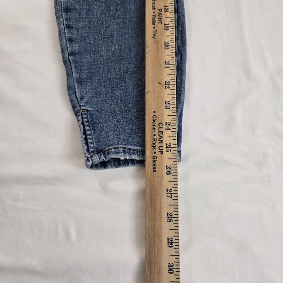 Pistola Women Jeans 28 Tapered Ankle Mid Rise Skinny Slit Hem Distressed Stretch - Picture 4 of 15